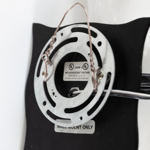 Wall sconce, Hand blown glass shade,  Iron base, - Picture 5 of 8